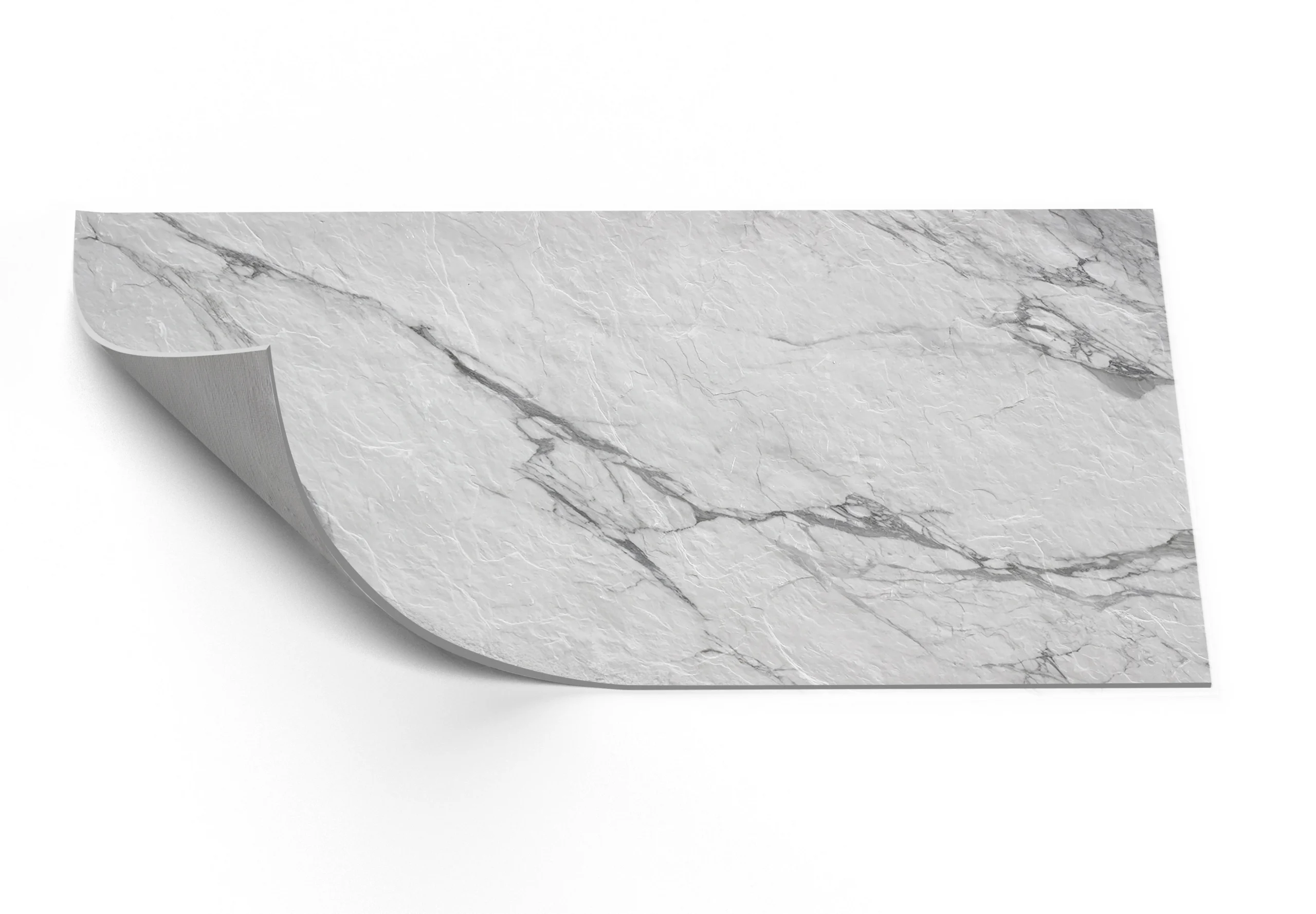 Flexible stone veneer showing the realistic marble surface and bendable backing